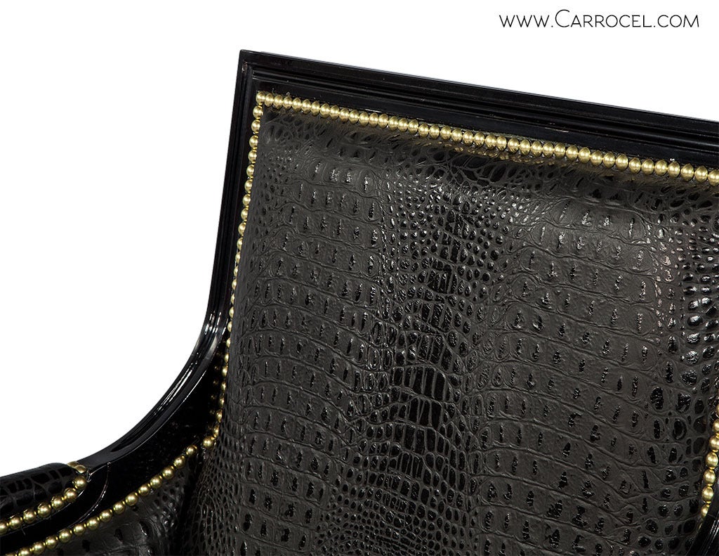 Canadian Custom Louis XVI Black Croc Chairs
