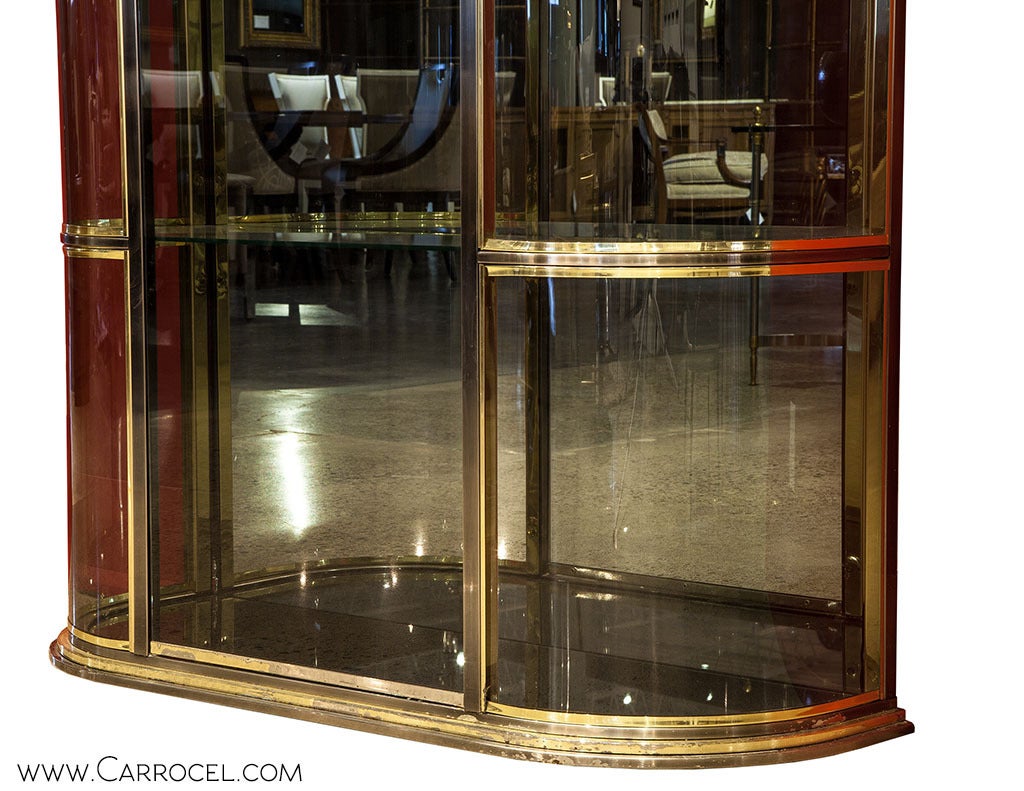 20th Century Brushed Steel and Brass Display Cabinet