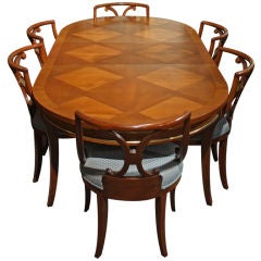 Neoclassical Diamond Bookmatched Table & Chairs Set