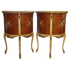 Pair of Antique French Louis XV Demi Lune End Tables