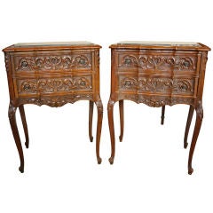 Pair of Antique Solid Walnut French Rococo End Tables