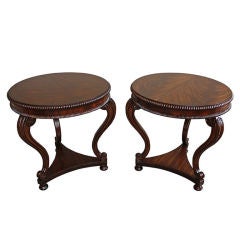 Pair of Flamed Mahogany Parlor Drum Tables Refinished
