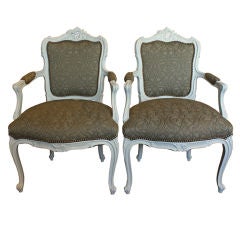 Pair of Antique Cream French Louis XVI Arm Chairs