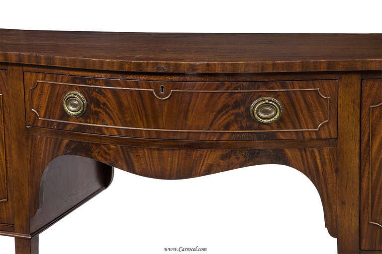 Fantastic Antique American Crotch Swirl Flamed Mahogany Sideboard Buffet
