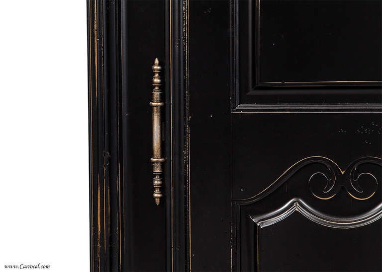 distressed black armoire