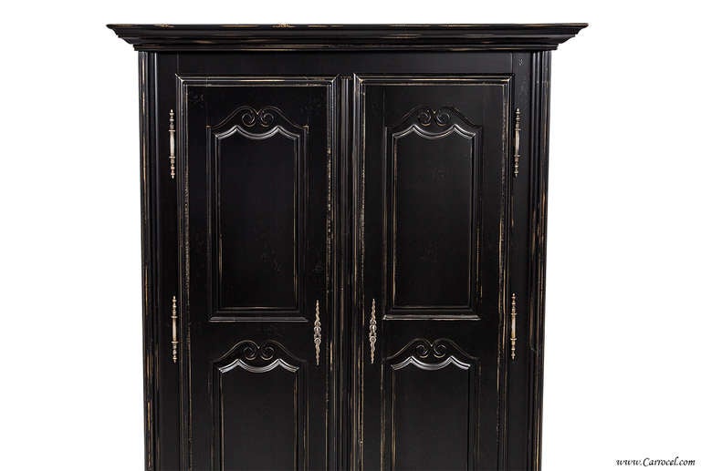 High Quality French Black Distressed Armoire Wardrobe Cabinet Made In Canada  at 1stDibs | wardrobe armoire canada, black french armoire, distressed black  armoire