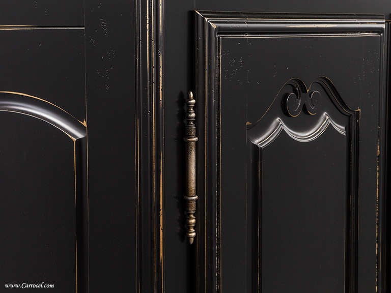 High Quality French Black Distressed Armoire Wardrobe Cabinet Made In Canada 1
