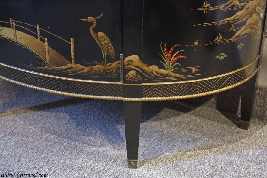 20th Century Antique Hand Painted Demi Lune Commode Chest