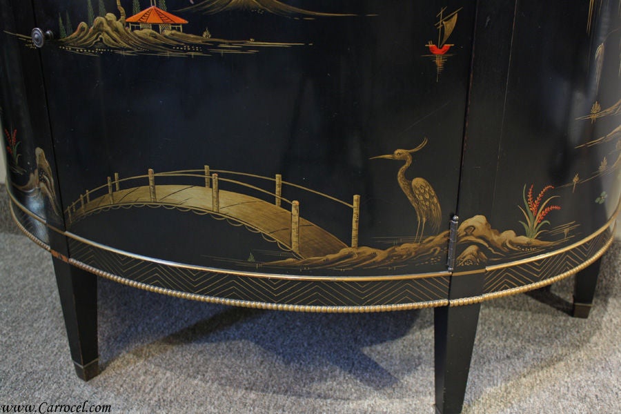 Antique Hand Painted Demi Lune Commode Chest 1