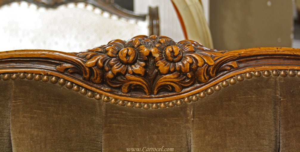 Antique French Louis XV Tufted Back Sofa Circa 1930s 2