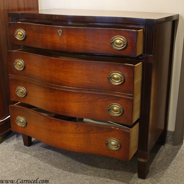 American Antique Solid Mahogany Chest of Drawers Commode