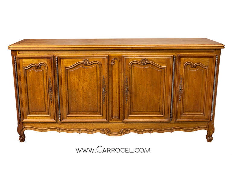 Period French Early 19th century Sideboard, Buffet, Hand carved, rustic feel with cabriole feet. This piece is a perfect example of craftsmanship and quality joining together with French country design to create a classic piece of furniture that
