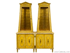 Pair of Vintage Pyramid Shaped Armoire Display Cabinets