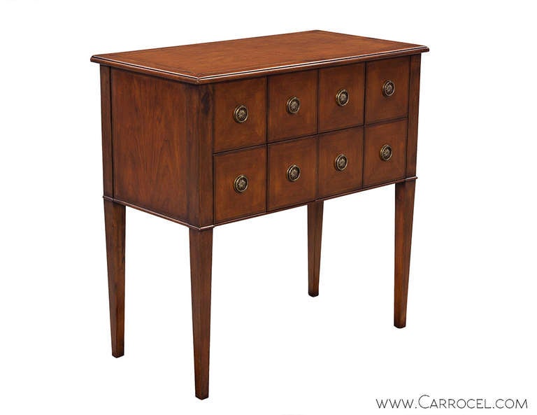 These beautiful American made, cherry wood consoles would be a perfect addition to any office or living room. Featuring a multi 8 drawer organization system, perfect for wires, papers and all kinds of things that clutter up living areas. The finish