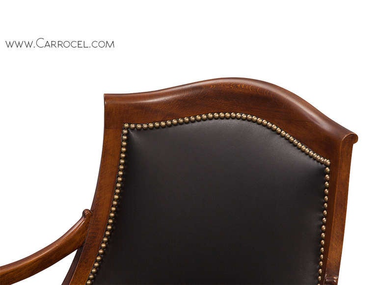 Pair Of 20th C. Neoclassic Mahogany Arm Chairs In Excellent Condition In North York, ON