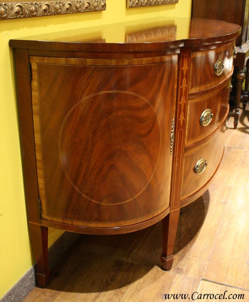 Antique Flamed Mahogany Demi Lune Sideboard Buffet 4