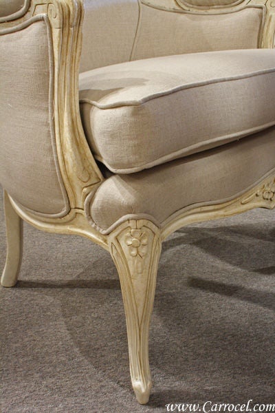 Pair of Antique Cream Bergere French Living Room Chairs In Excellent Condition In North York, ON