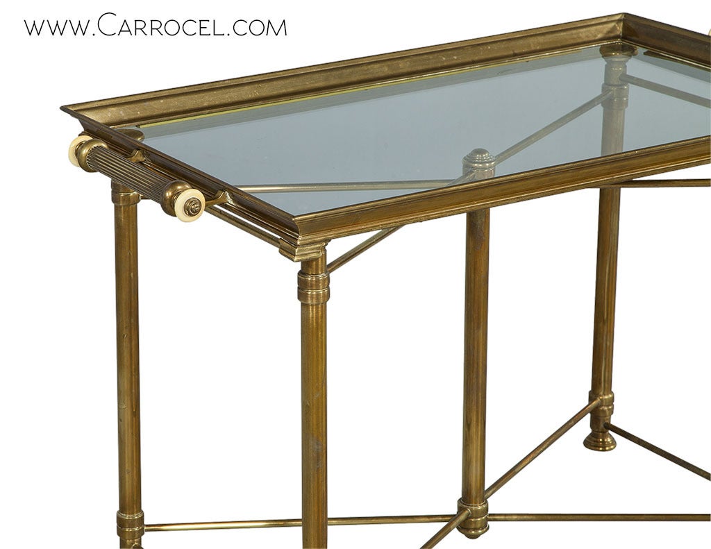 French Brass Tray on Stand
