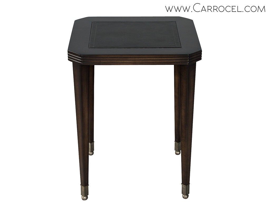 American Pair of Leather Embossed End Tables