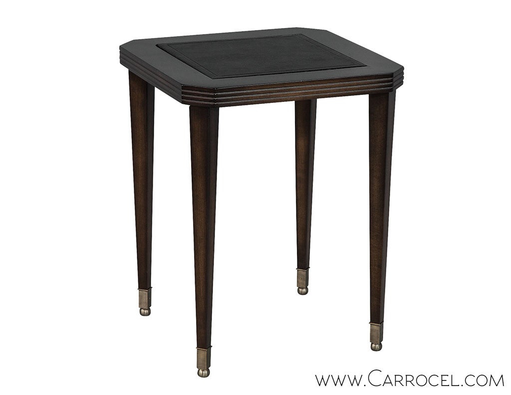 Pair of Leather Embossed End Tables In Excellent Condition In North York, ON