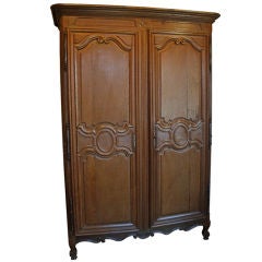 Antique Solid Oak French Country Armoire Wardrobe