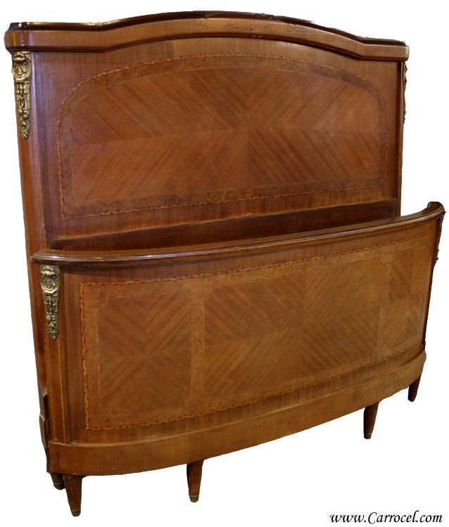 Antique Louis XVI Double Inlaid Headboard and Footboard