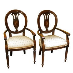 Pair of Italian Round Back Dining Arm Chairs