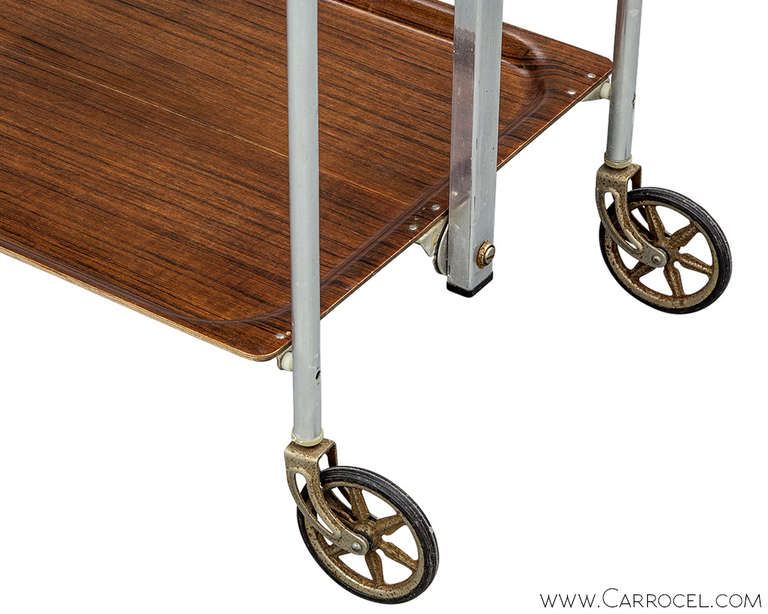 Mid-20th Century Vintage Mid Century Folding Bar Cart Chrome
