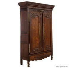French 19th Century Hand Carved Oak Armoire
