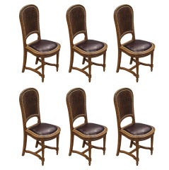 Set of Six Antique French Art Nouveau Dining Chairs