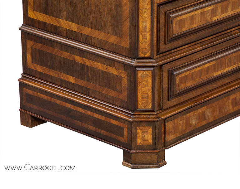 18th Century Italian Marble Top Rosewood and Satinwood Commode 4