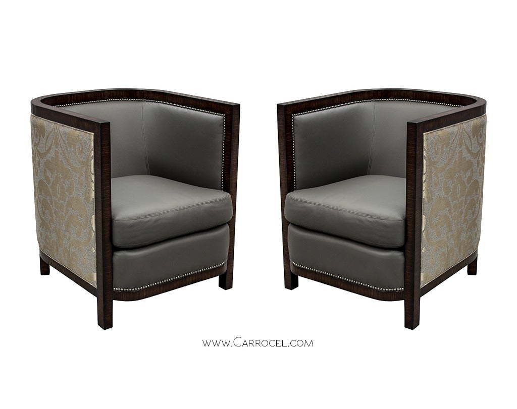 Custom-Made Art Deco Zebrano Wood Parlor Living Room Chairs