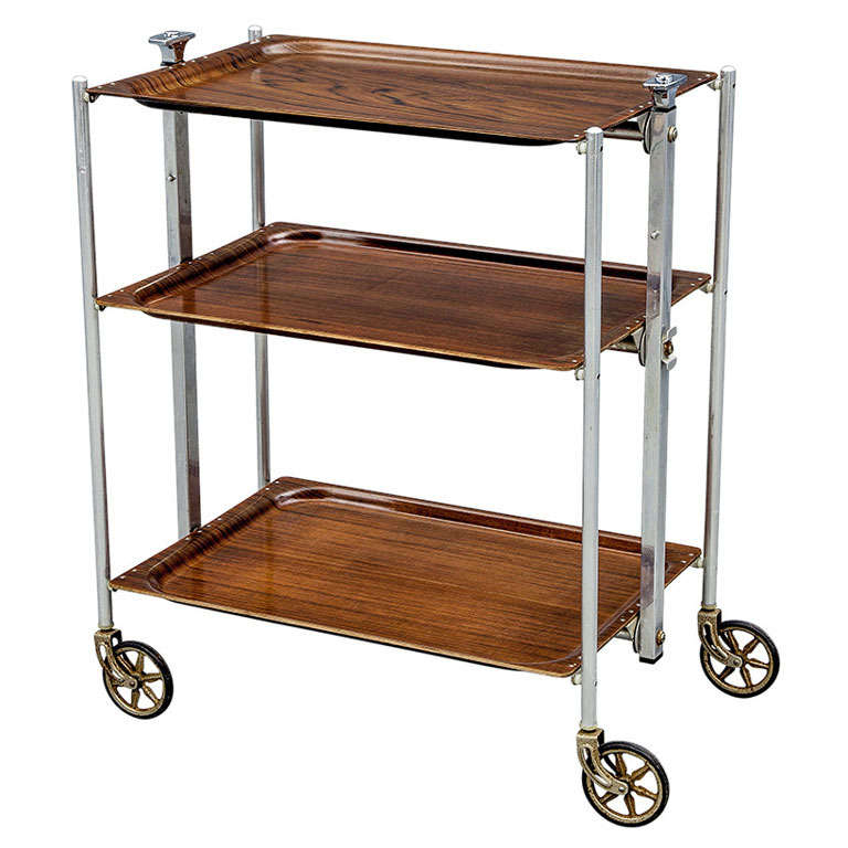Vintage Mid Century Folding Bar Cart Chrome At 1stdibs Vintage Mid Century Folding Bar Cart Chrome 1
