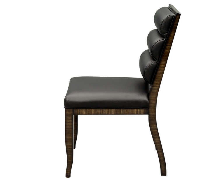 Custom Zebra Wood Art Deco Style Dining Chairs by Carrocel In Excellent Condition In North York, ON