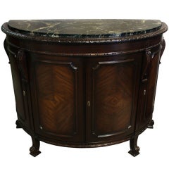 Antique French Marble Top Demi Lune Walnut Commode