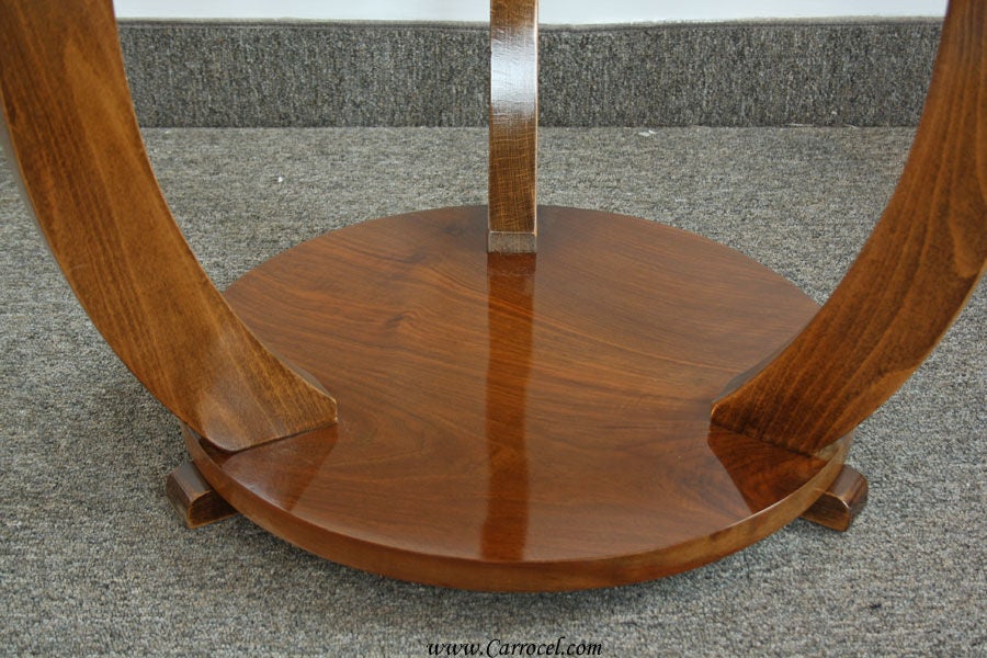 Antique Art Deco Walnut Parlor End Table from France