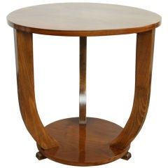 Antique Art Deco Walnut Parlor End Table from France