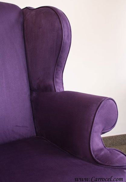 wingback chair purple