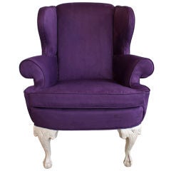 Used Custom Modern Chippendale Wing Chair by Ethan Allen