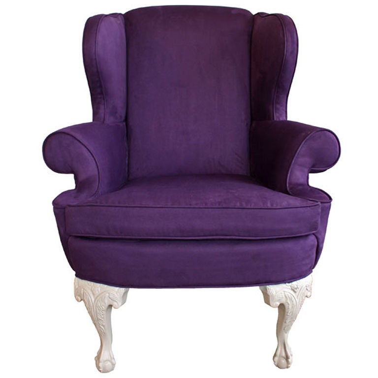 Custom Modern Chippendale Wing Chair by Ethan Allen