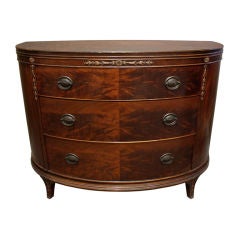 Antique Demi-Lune Flamed Mahogany Federal Style Commode