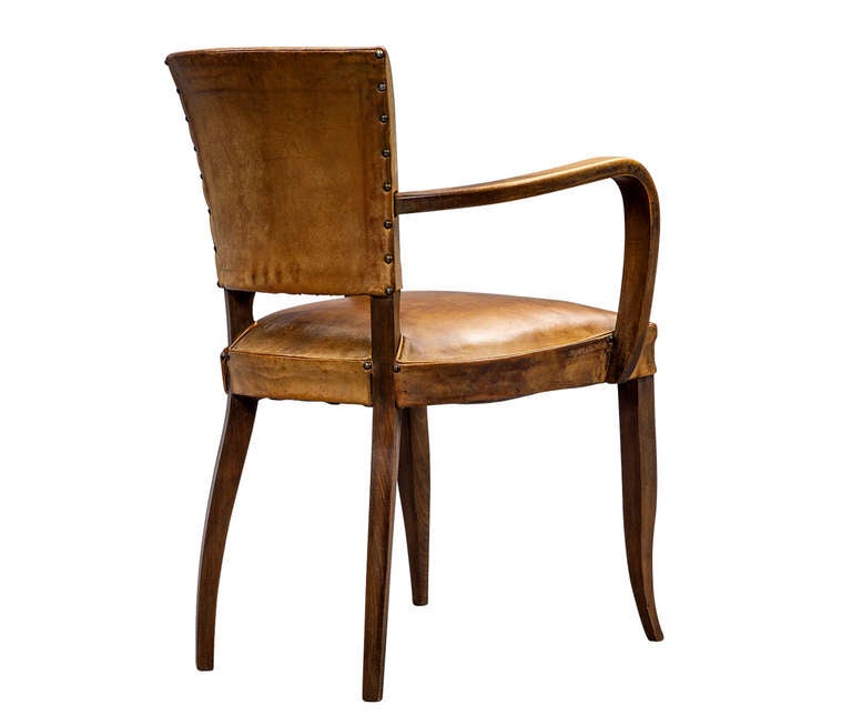 Mid-20th Century Pair of Vintage Distressed Leather Bridge Chairs