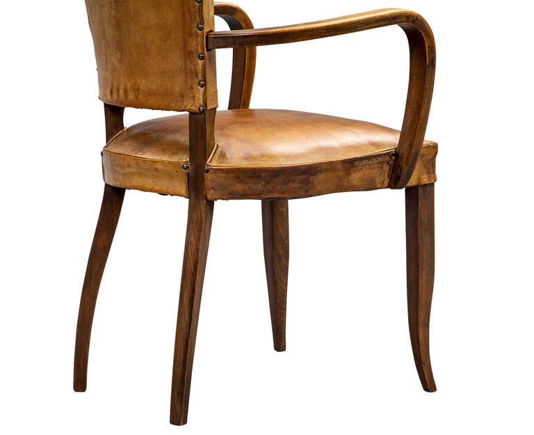 Pair of Vintage Distressed Leather Bridge Chairs 2