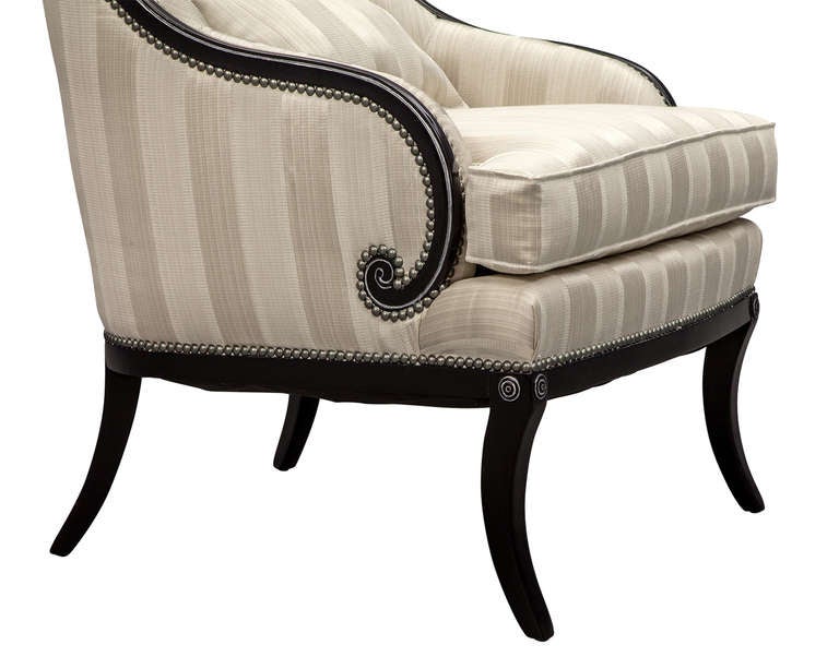 Pair of Hollywood Regency Parlor Lounge Chairs with Ottomans 2
