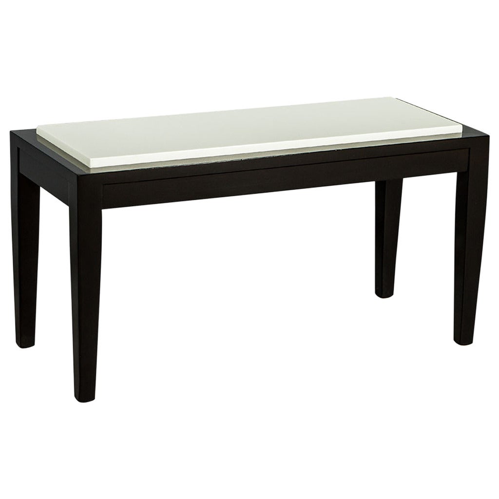 Black End Table with Stone Top
