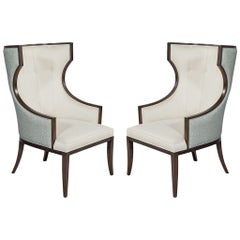 Vintage Pair of Ceeside Transitional Wing Chairs