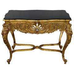 Ornately Carved Rococo Style, Giltwood Console Table