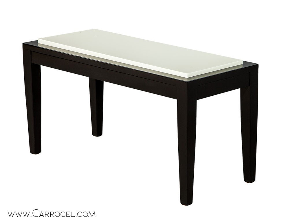 Black End Table with Stone Top For Sale at 1stDibs