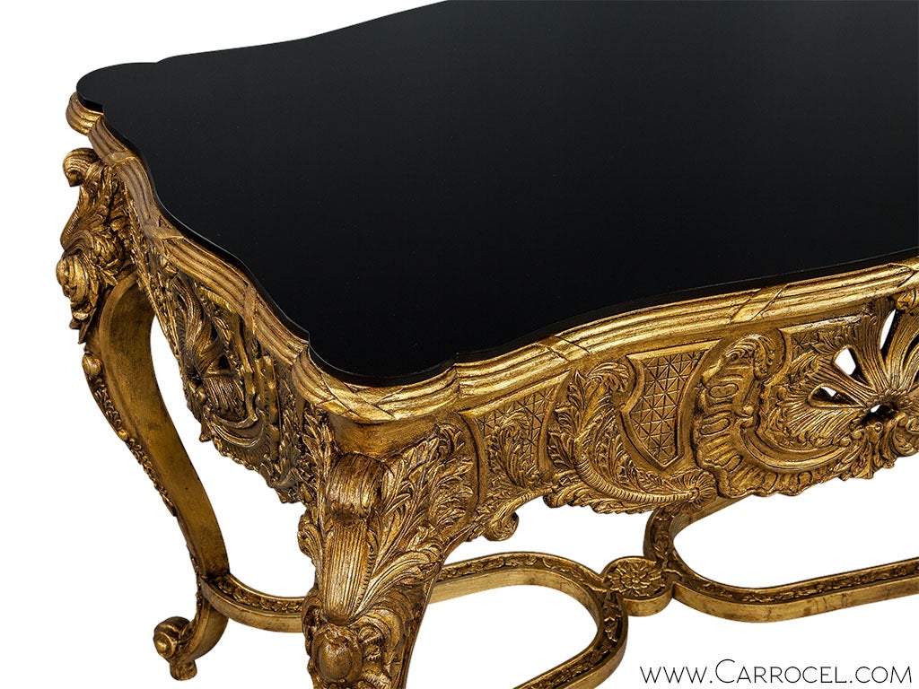 Unknown Ornately Carved Rococo Style, Giltwood Console Table