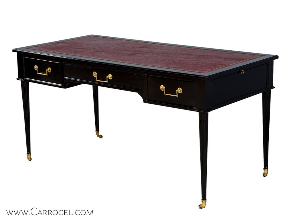 This writing desk would be the perfect buy for those with a taste for vintage as well as modern furniture.  Fashioned in trademark Louis XVI style with a measured, refined elegance, the slender wooden frame has been restored and finished in
